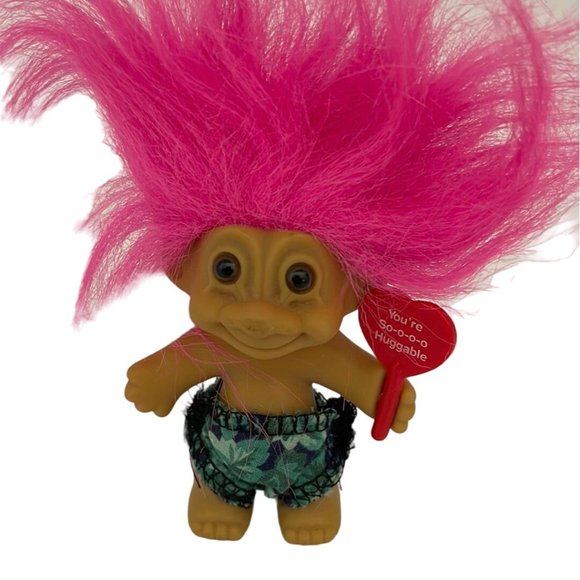 Russ Berries Fushia Pink Hair Troll 3" Shorts You'Re So-O-O Huggable Sign (pre-o - Picture 2 of 5
